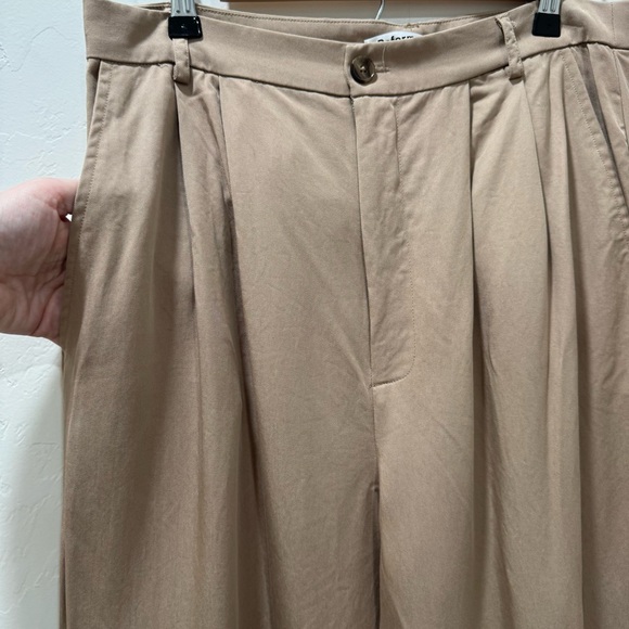 Reformation Mason Khaki Trousers High Waist Pleated Wide Leg Career Women's 10 - Picture 5 of 15